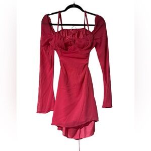 Pink shirt dress open from the back